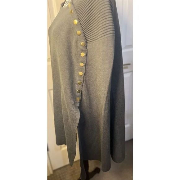 IMAN Global Chic Touch of Gold Knit Draped Luxe Gray‎ Poncho Women’s Size 2X/3X - Picture 6 of 10